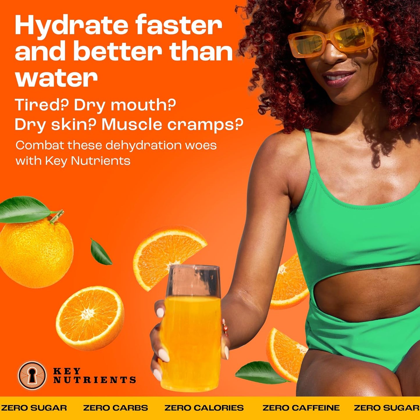 Tangy Orange Electrolyte Powder with Key Nutrients - USA Made Hydration Supplement for Endurance & Energy - No Sugar, No Calories - 90 Servings