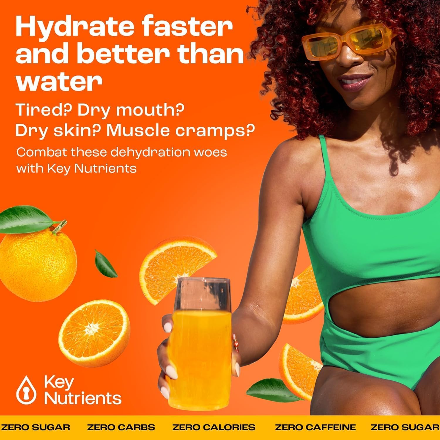 Tangy Orange Electrolyte Powder with Key Nutrients - USA Made Hydration Supplement for Endurance & Energy - No Sugar, No Calories - 90 Servings