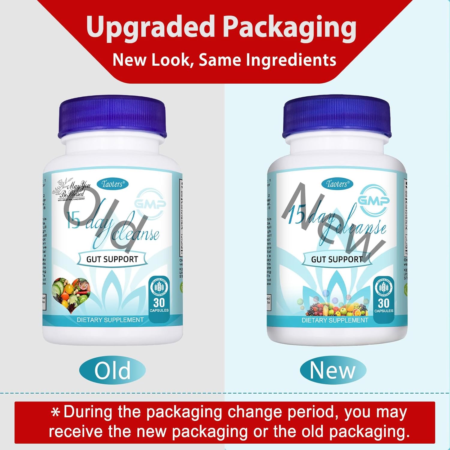 TAOTERS 15 Day Cleanse Colon Broom Detox Supplement for Gut Support with Senna, Cascara Sagrada & Psyllium Husk - 30 Capsules for Men and Women