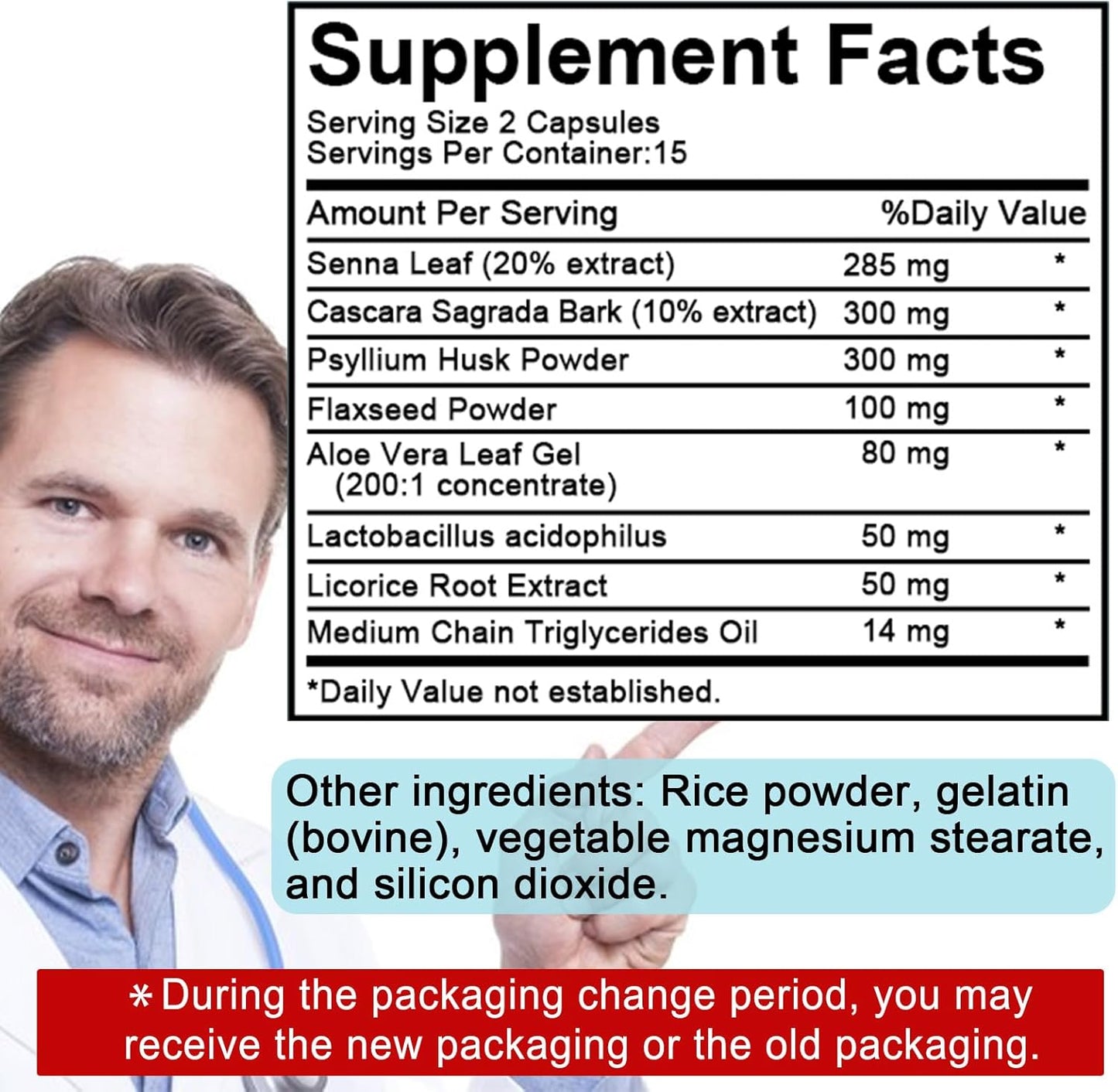 TAOTERS 15 Day Cleanse Colon Broom Detox Supplement for Gut Support with Senna, Cascara Sagrada & Psyllium Husk - 30 Capsules for Men and Women