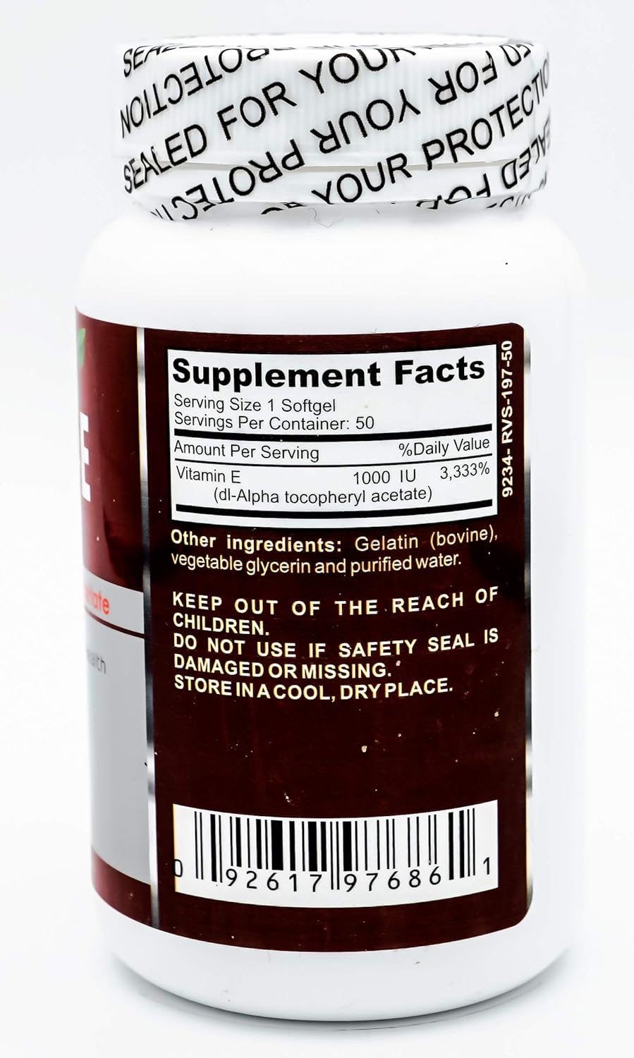 Tarsal Naturals Vitamin E 1000 IU Softgel Capsules for Overall Health and Energy - Made in USA, Gluten Free, Non GMO