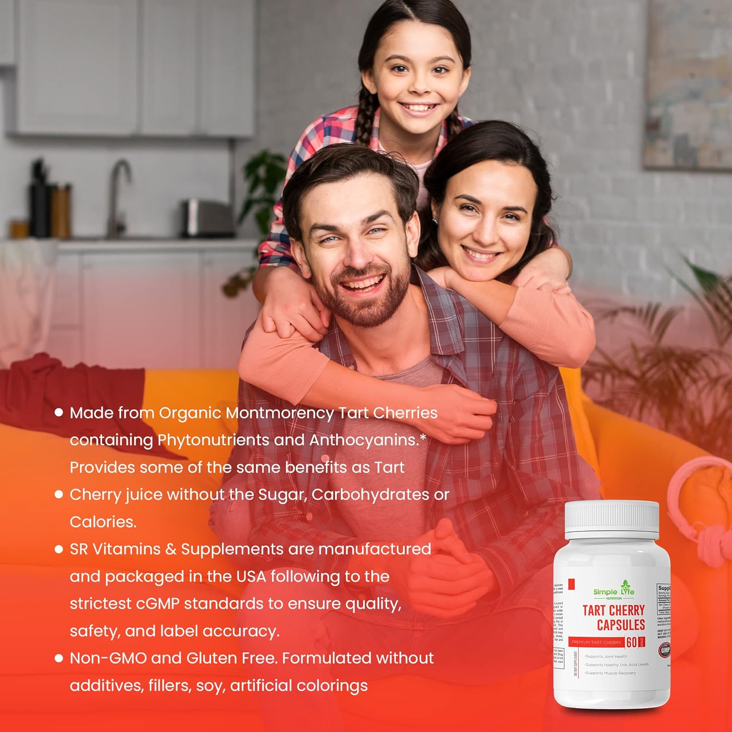 Tart Cherry Extract Capsules - Powerful Antioxidant for Joint Health, Sleep Aid, Non-GMO, Vegan, Gluten-Free - 60 Count