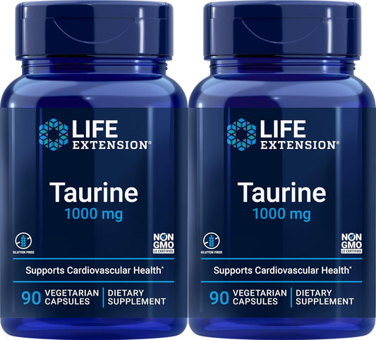 Taurine 1,000 mg Supplement for Longevity, 90 Vegetarian Capsules x2 Pack
