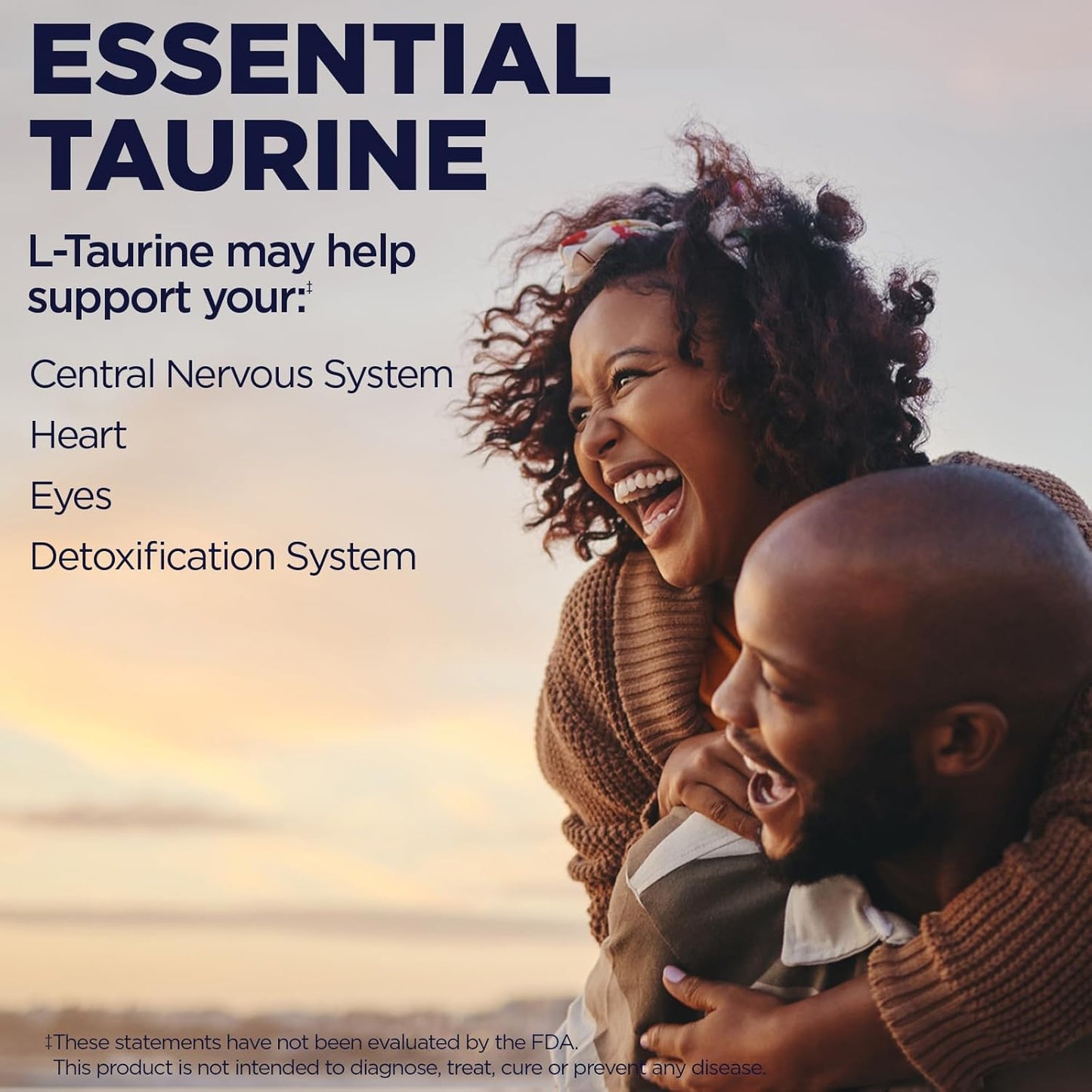 Taurine 500mg Amino Acid Supplement for Nervous System & Heart Health, Detox Support, Pre Workout - 60 Tablets