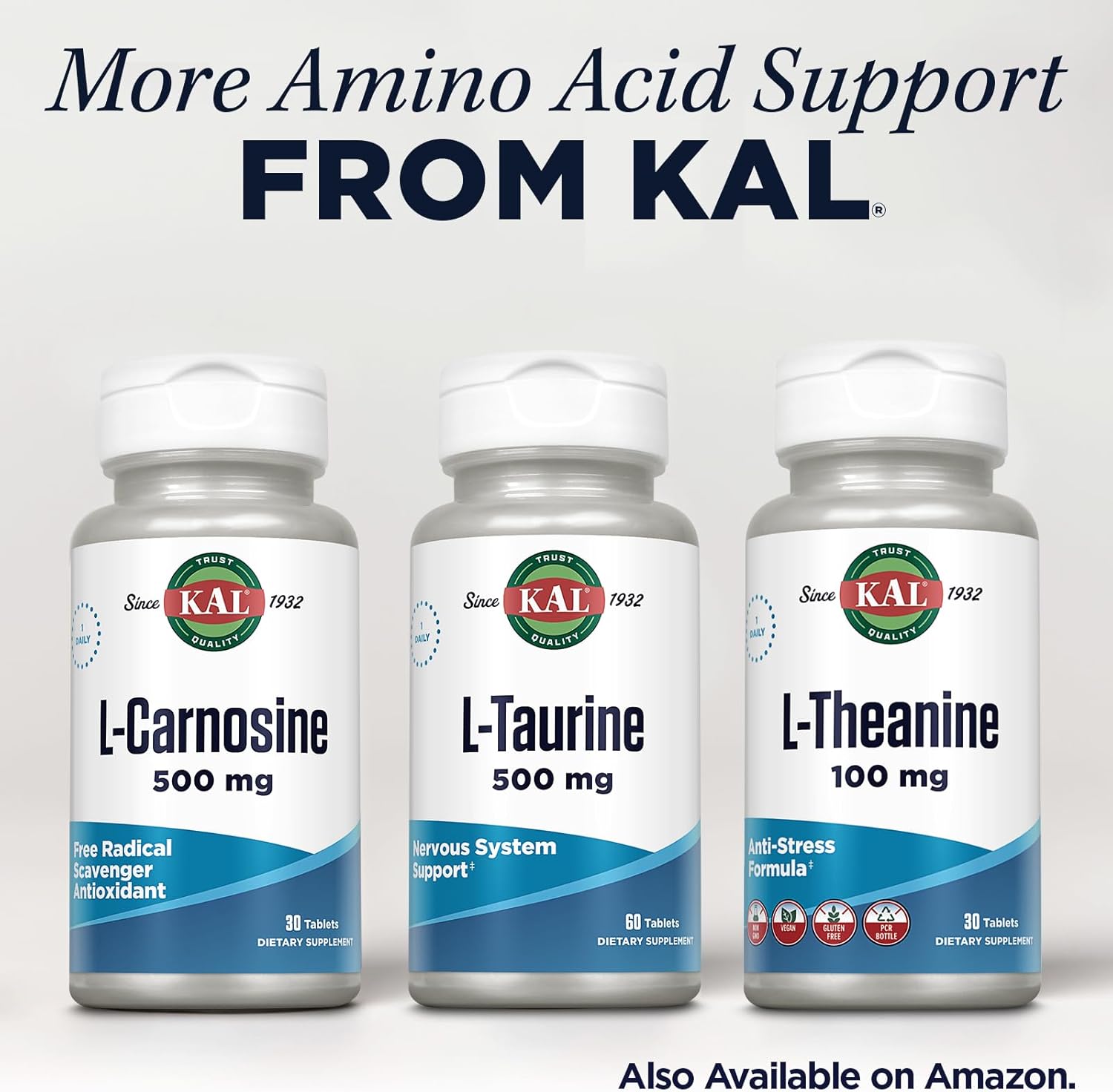 Taurine 500mg Amino Acid Supplement for Nervous System & Heart Health, Detox Support, Pre Workout - 60 Tablets