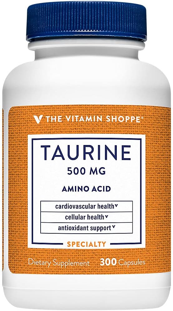 Taurine 500MG Capsules with Vitamin B6 - Free Form Amino Acid Supplement (300 Count) from The Vitamin Shoppe