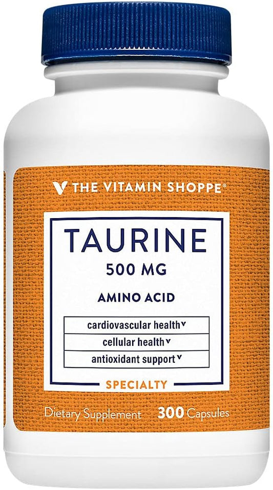 Taurine 500MG Capsules with Vitamin B6 - Free Form Amino Acid Supplement (300 Count) from The Vitamin Shoppe