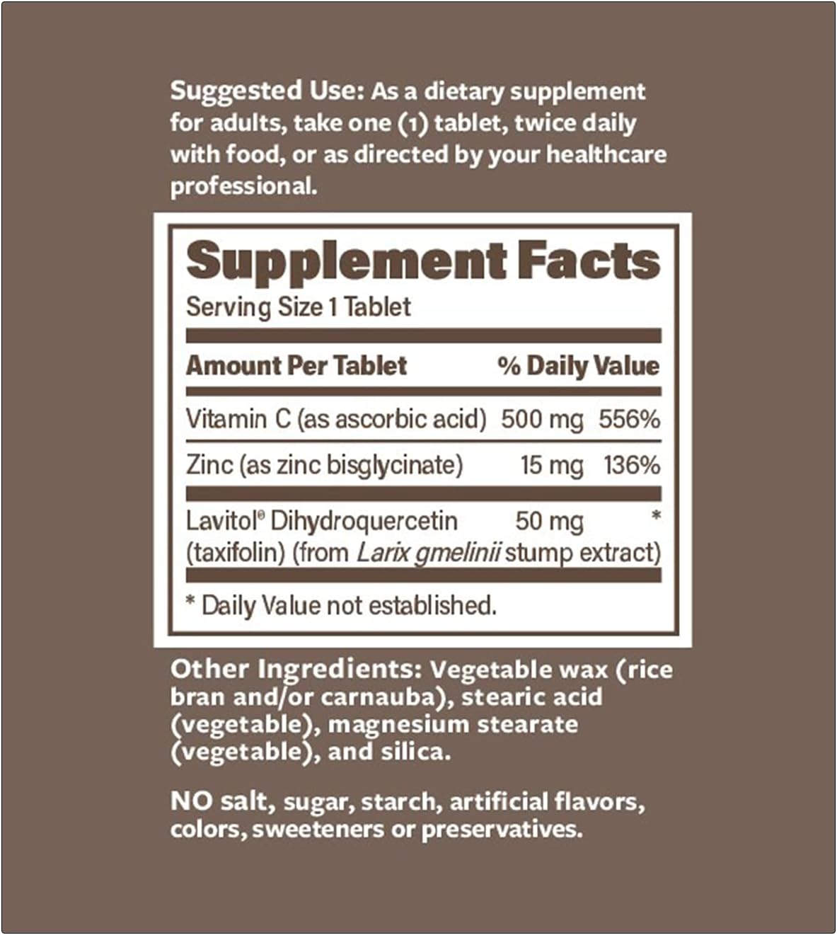 Taxifolin Endurance Supplement with Vitamin C, Zinc, and DihydroQuercetin for Immune and Heart Health - 60 Count, Sustained Release Formula