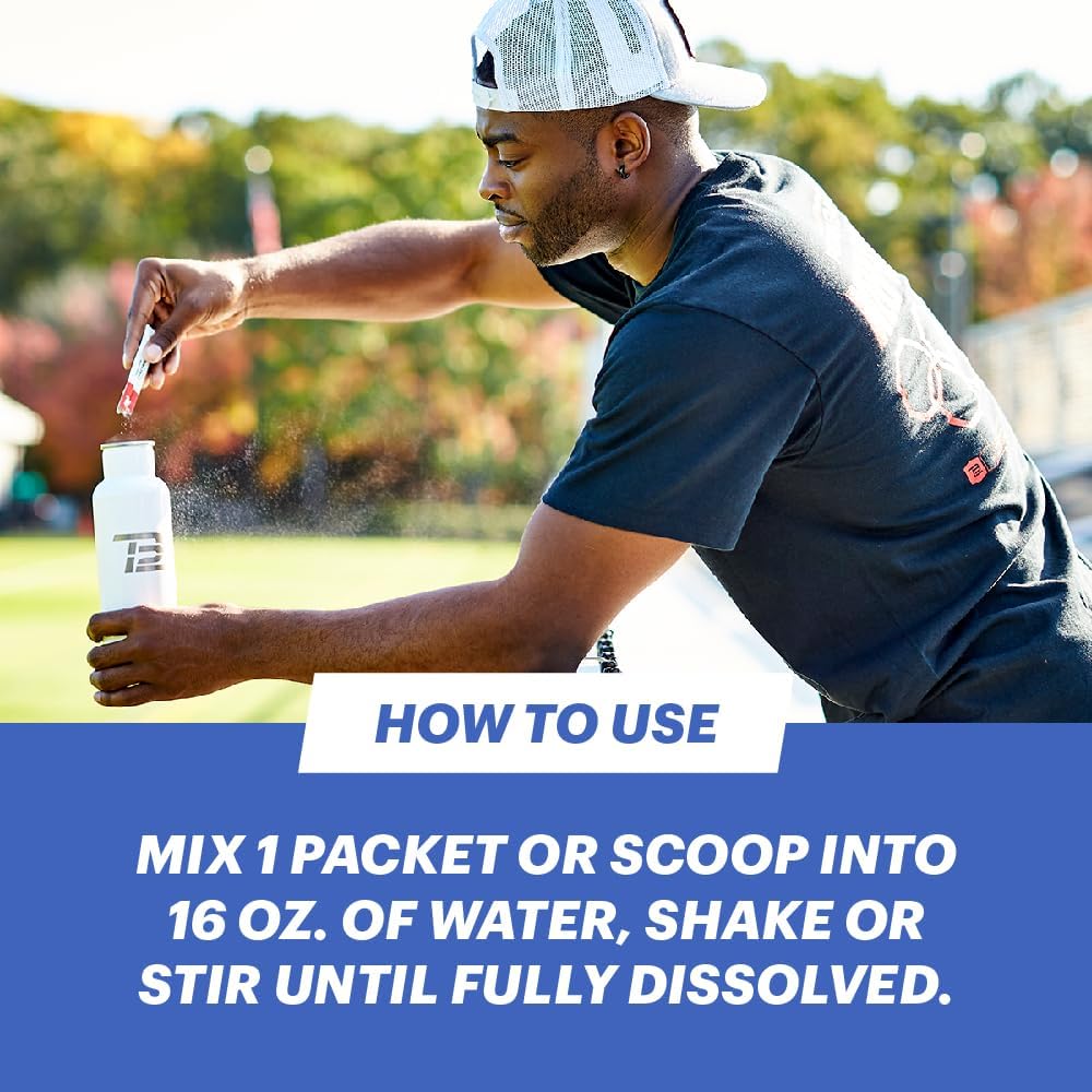 TB12 Blueberry Pomegranate Electrolyte Supplement Powder - 15 Stickpacks for Fast Hydration. Natural, Vegan, Low Sugar, Low Calorie