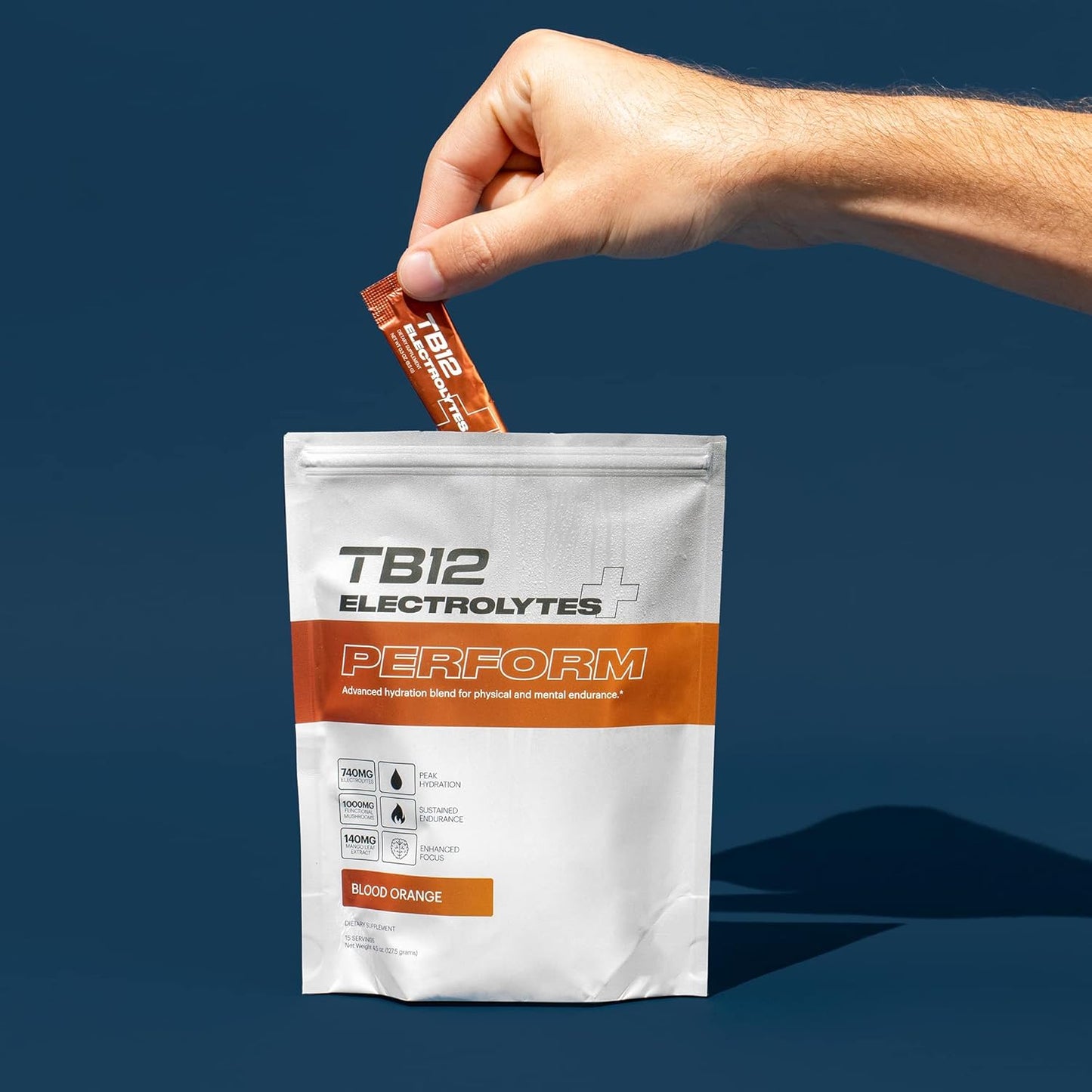 TB12 Electrolytes Plus Perform Powder - Boost Energy, Focus, Endurance | Sugar Free, Vegan, Non GMO Electrolyte Packets with Adaptogens & Nootropics