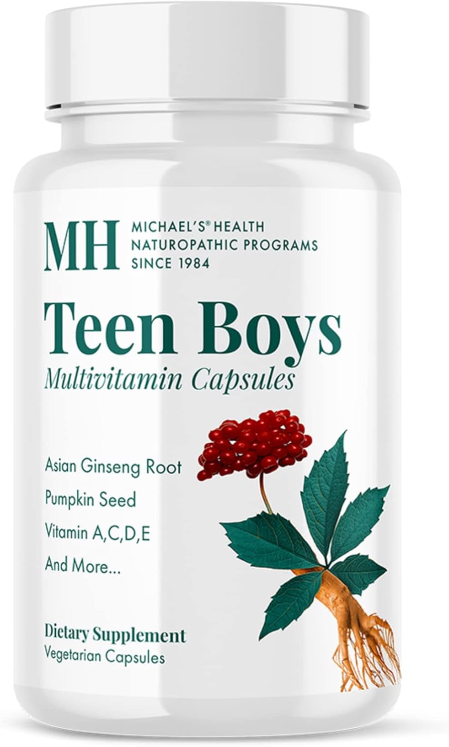 Teen Boys Daily Multivitamin Supplement - 120 Vegetarian Capsules - Kosher - 60 Servings by MICHAEL'S Health