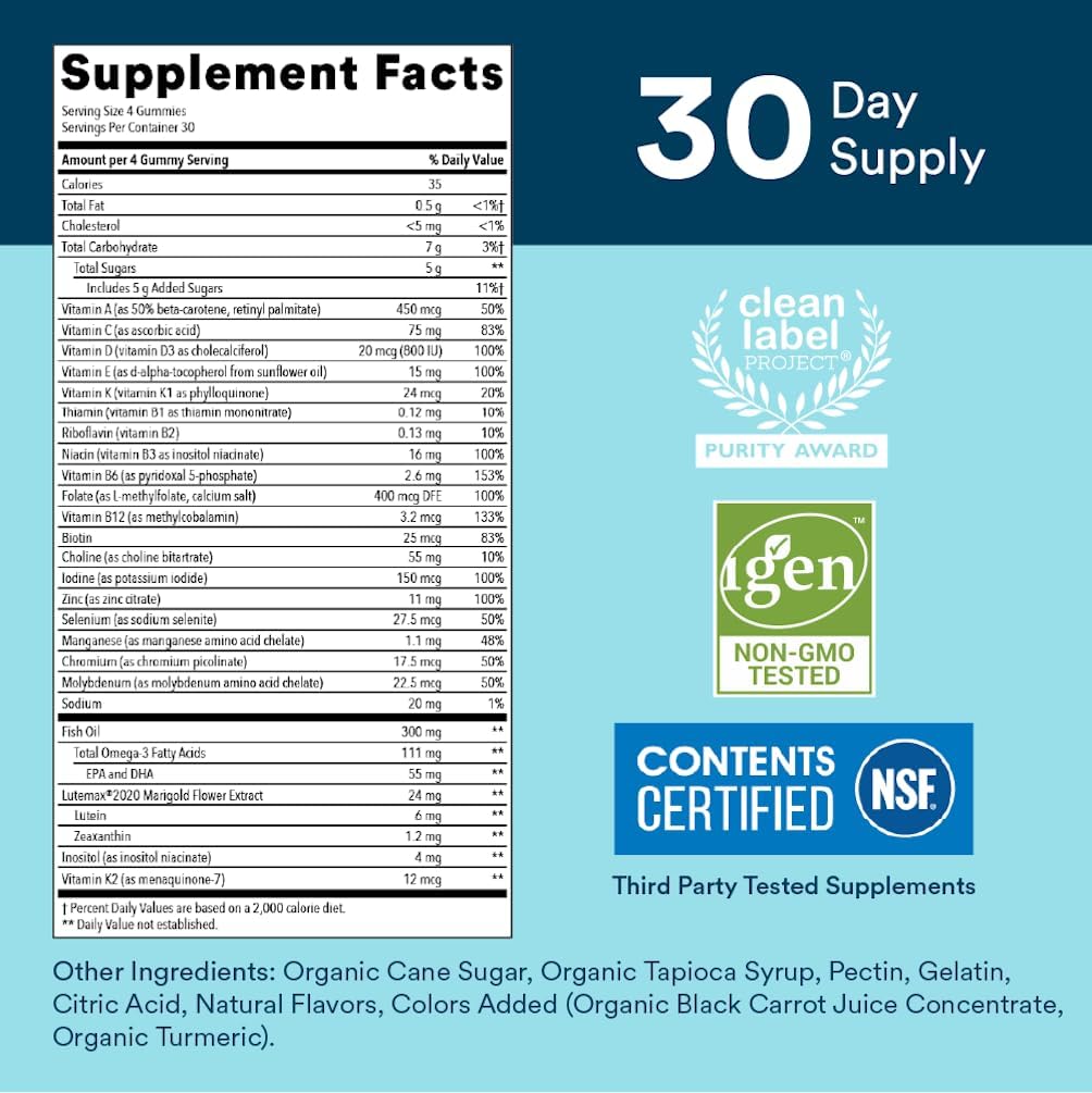 Teen Multivitamin Gummies with Omega 3 Fish Oil (EPA/DHA) for Boys and Girls