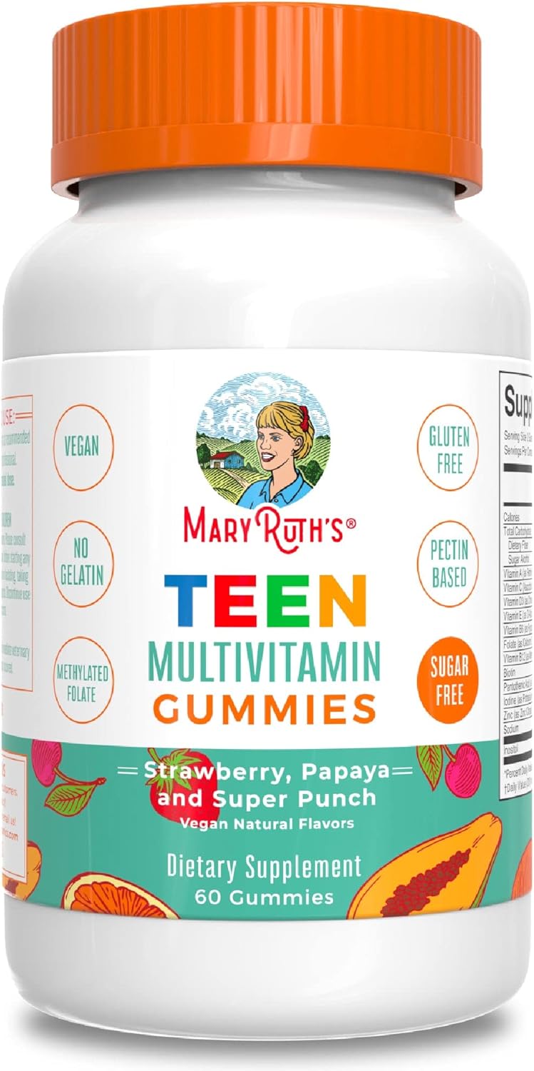 Teen Multivitamin Gummies with Vitamin B, C, D & E - Vegan & Sugar Free - 60 Count