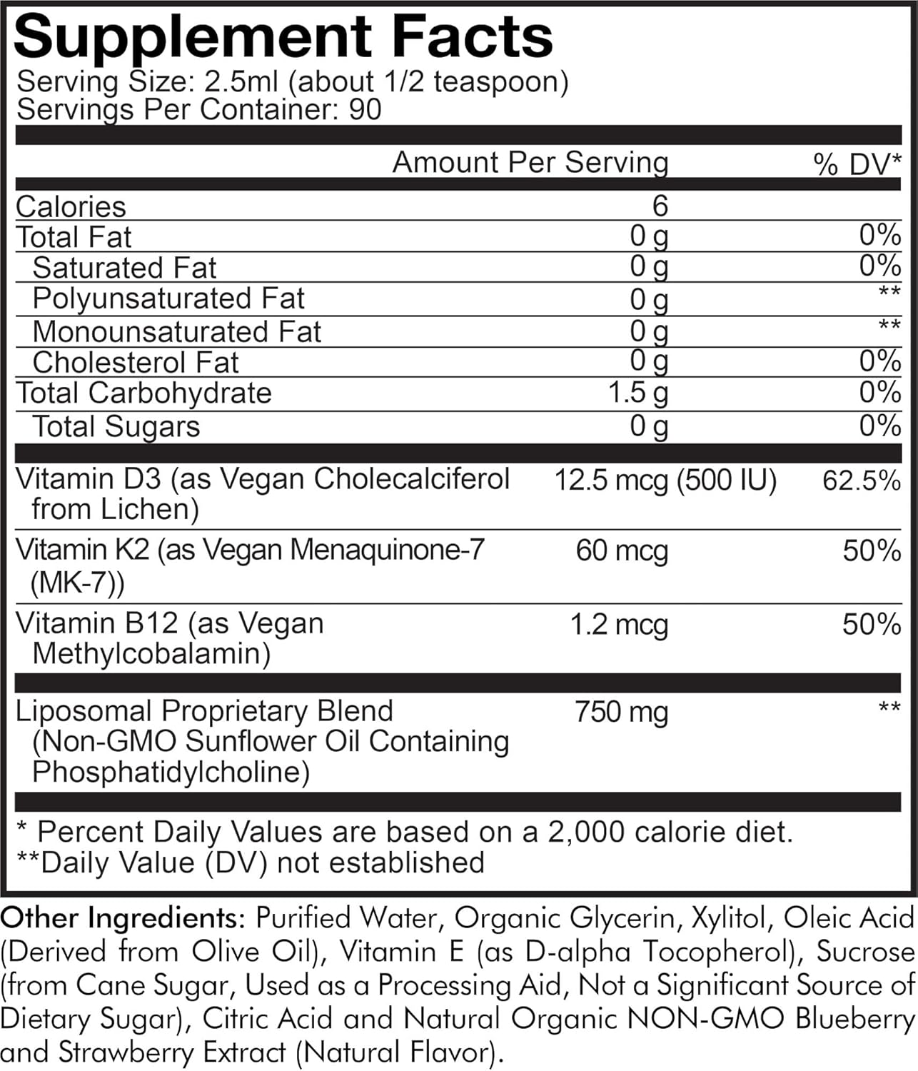 Teen Wonder-D: Liposomal Vegan Vitamin D3 + K2 Liquid Supplement for Teens - Plant-Based B12, Non-GMO, Mixed Berry Flavor - 3-Month Supply (7.6 fl oz)
