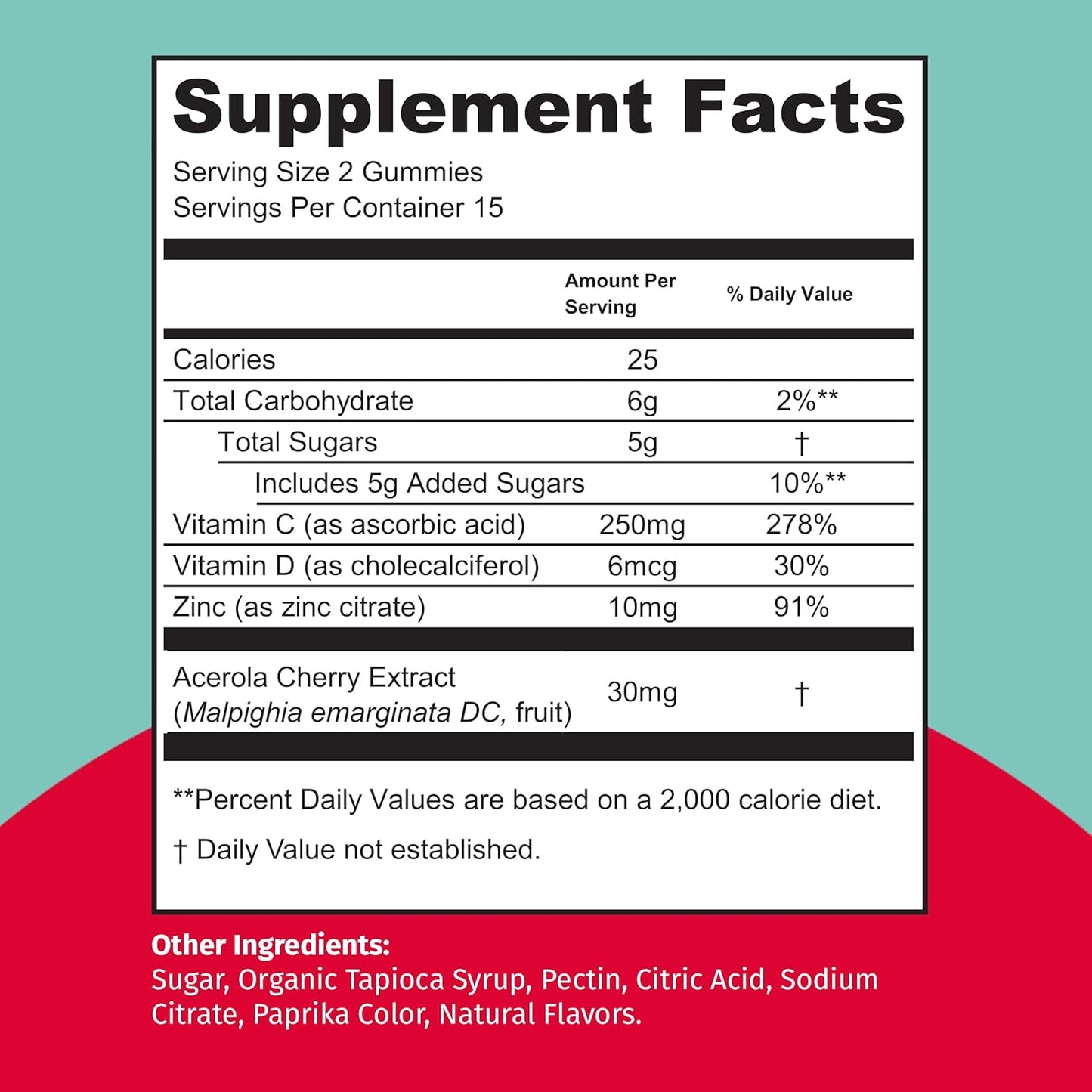 TEJA Immunity Gummy Vitamins for Teens and Adults - Daily Support with Vitamins C, D, Zinc - 30 Gummies