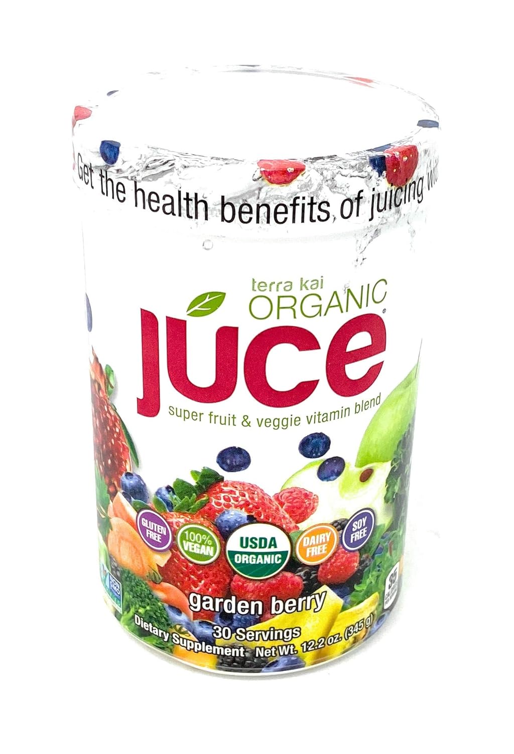 Terra Kai Organics Juce Super Fruit and Veggie Blend Drink, 12.2oz Garden Berry - Organic Juice Blend
