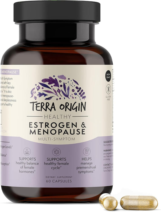 TERRA ORIGIN Menopause Support Supplement with BioPerine - 60 Veggie Caps - DIM, Black Cohosh, Dong Quai, Soy Iso, Chaste Tree Berry - Promotes Healthy Estrogen Levels, Hot Flashes, Night Sweats