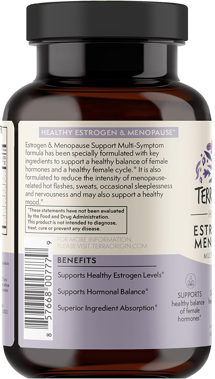 TERRA ORIGIN Menopause Support Supplement with BioPerine - 60 Veggie Caps - DIM, Black Cohosh, Dong Quai, Soy Iso, Chaste Tree Berry - Promotes Healthy Estrogen Levels, Hot Flashes, Night Sweats