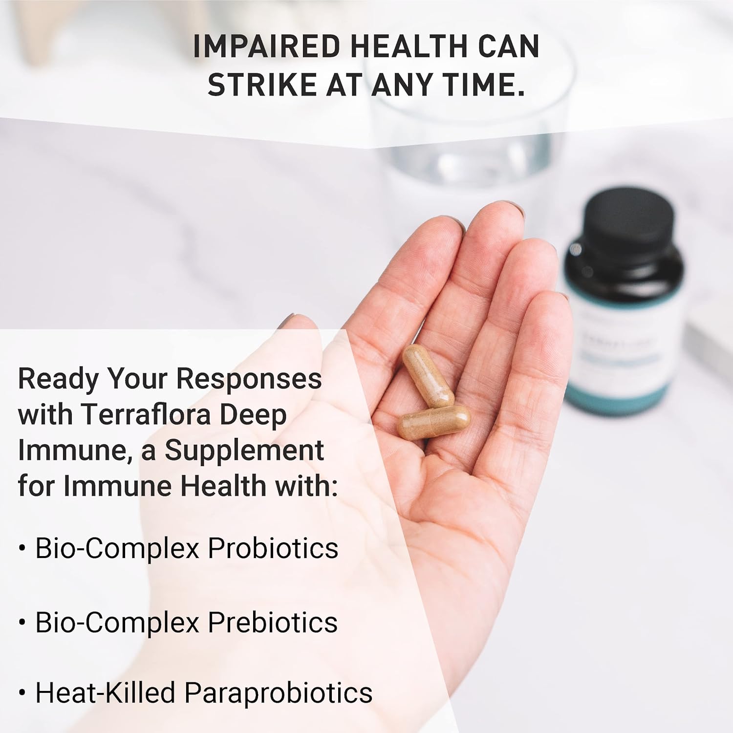 Terraflora Deep Immune Probiotic + Prebiotic Supplement - Soil Based Bacillus Spore Form Synbiotic - Immune Booster (60ct)