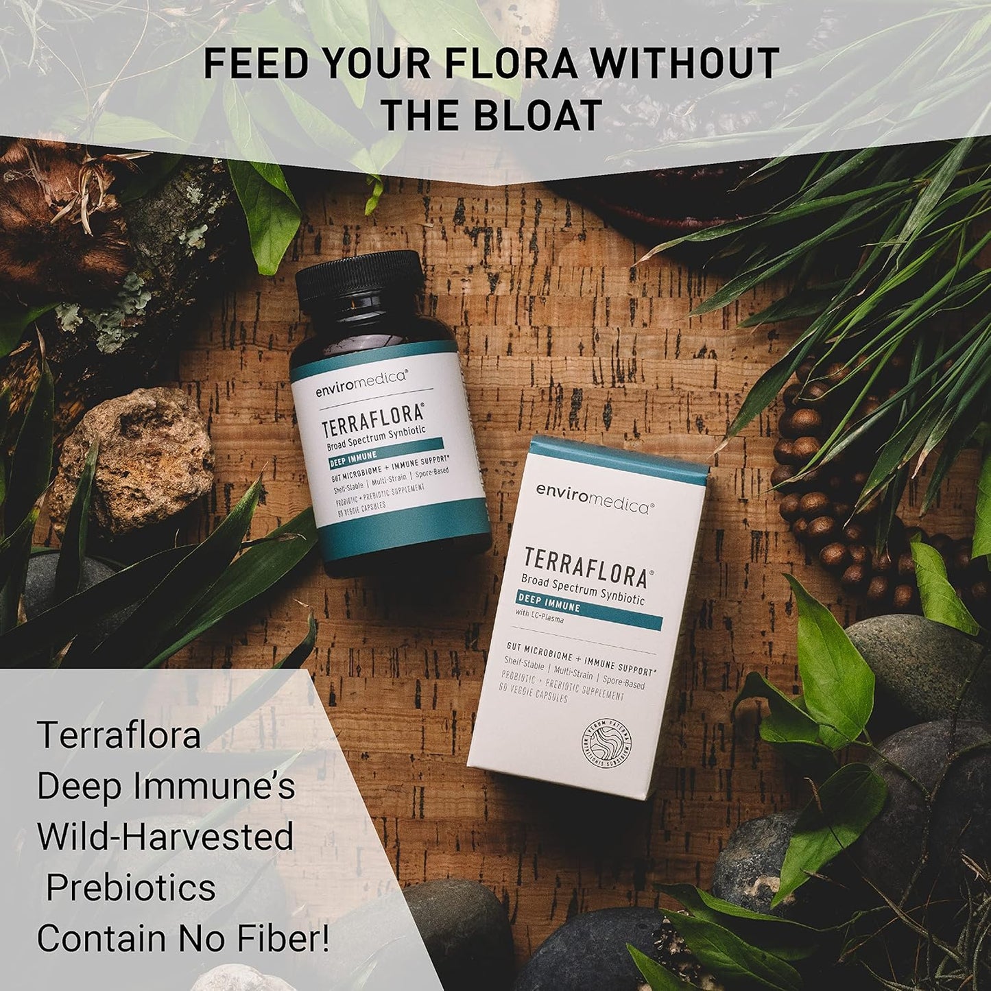 Terraflora Deep Immune Probiotic + Prebiotic Supplement - Soil Based Bacillus Spore Form Synbiotic - Immune Booster (60ct)