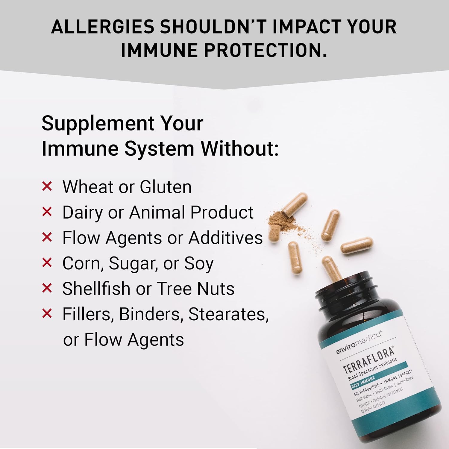 Terraflora Deep Immune Probiotic + Prebiotic Supplement - Soil Based Bacillus Spore Form Synbiotic - Immune Booster (60ct)