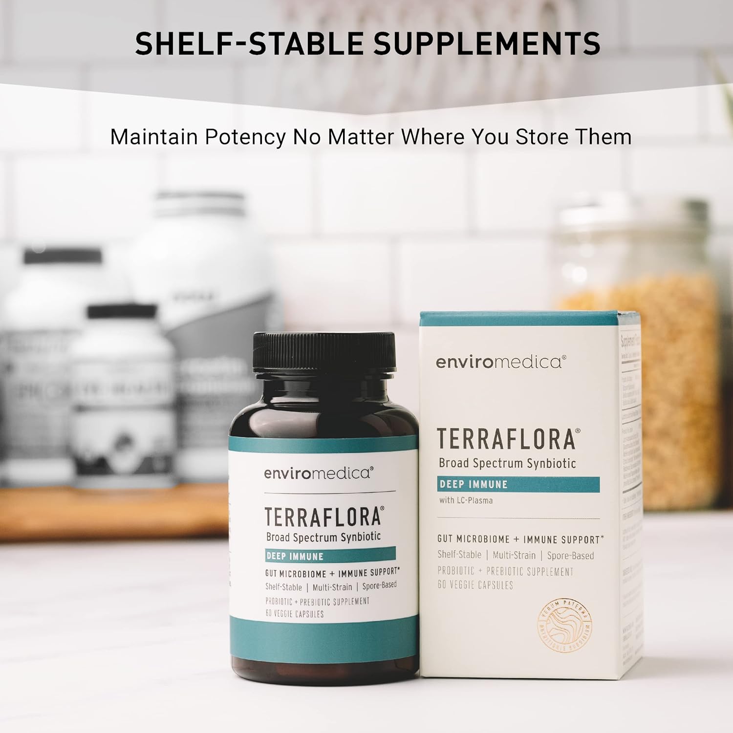 Terraflora Deep Immune Probiotic + Prebiotic Supplement - Soil Based Bacillus Spore Form Synbiotic - Immune Booster (60ct)