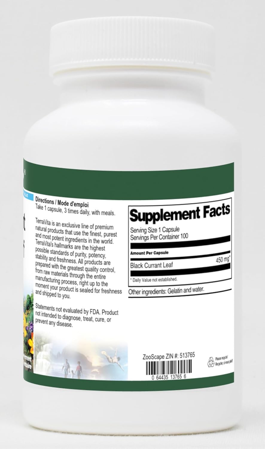 Terravita Black Currant (Cassis) Leaf Capsules - 450mg (100 Capsules x 2)