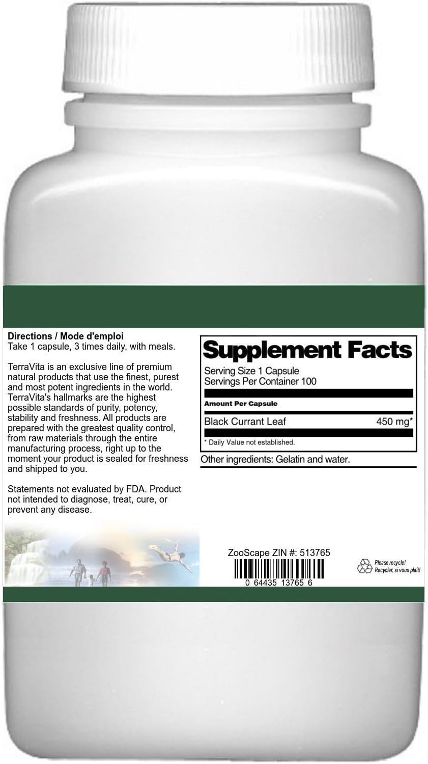 Terravita Black Currant (Cassis) Leaf Capsules - 450mg (100 Capsules x 2)