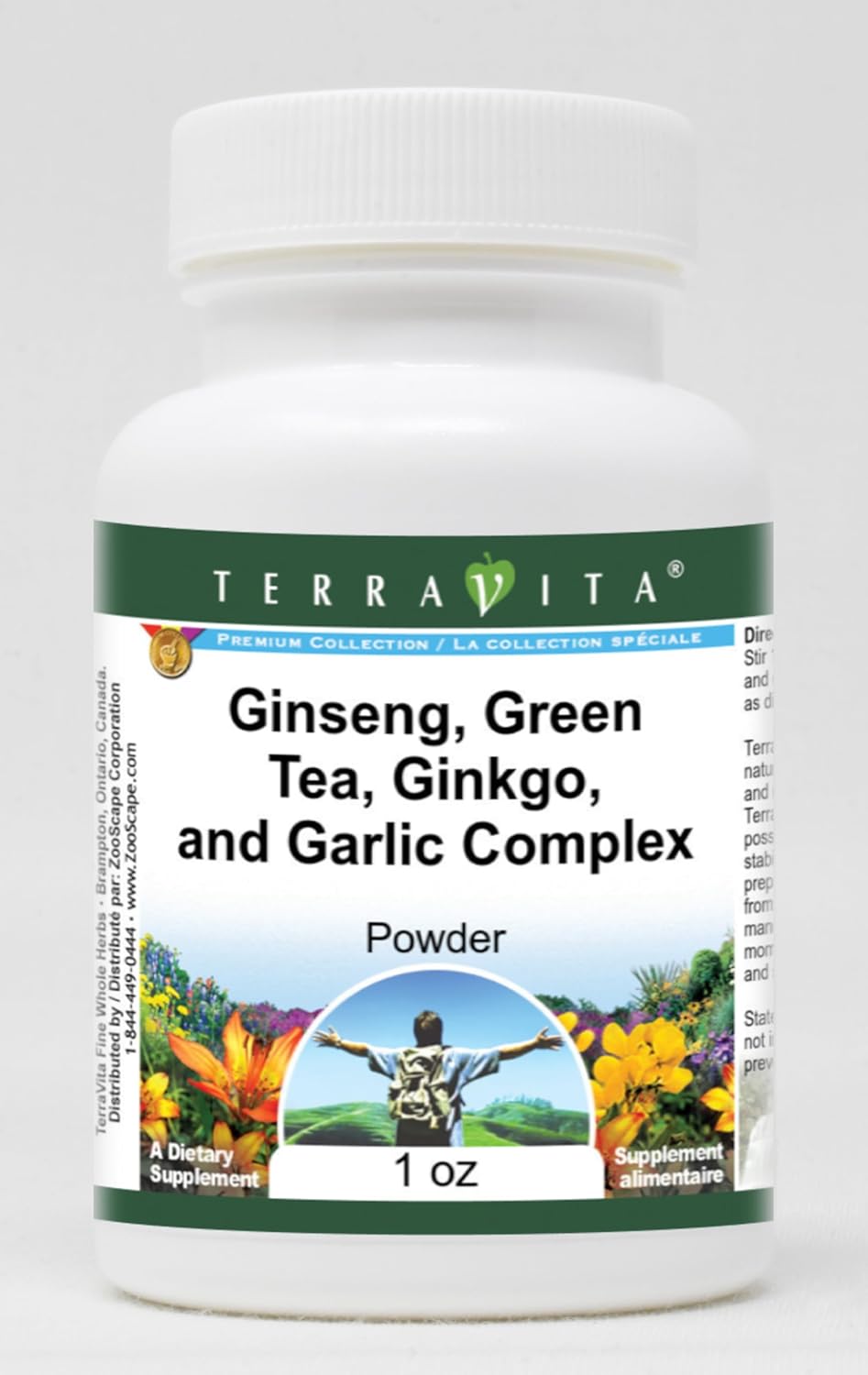 Terravita Ginseng, Green Tea, Ginkgo, and Garlic Complex Powder Duo (2 oz Total, ZIN: 517068)