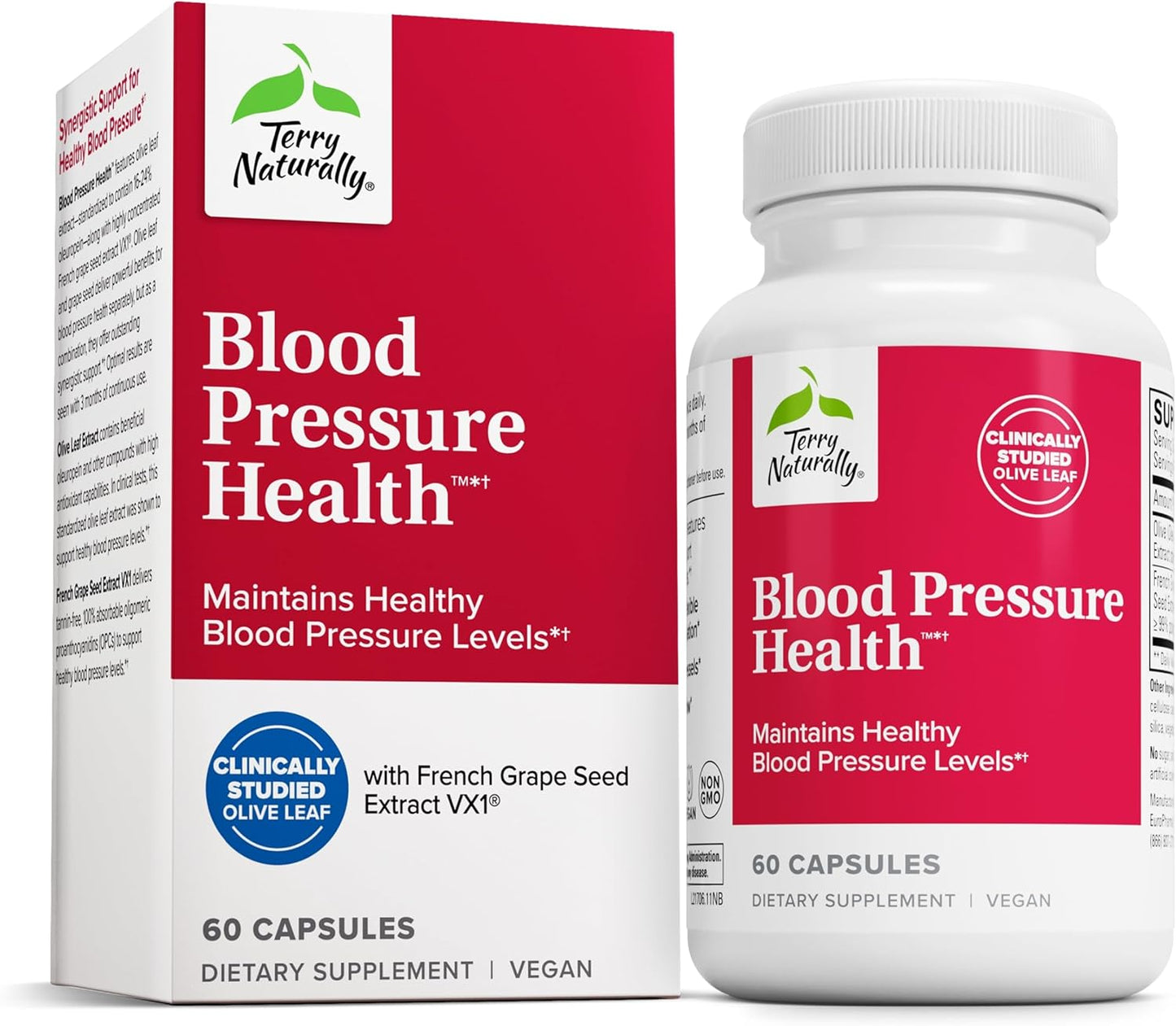 Terry Naturally Blood Pressure Health Capsules - Supports Healthy Circulation & BP - Vegan, Non-GMO - 60 Servings