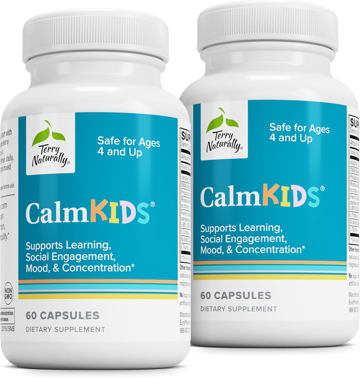 Terry Naturally Calm Kids - Brain Health Supplement for Children - Focus, Memory, Concentration - Supports Learning - 120 Capsules