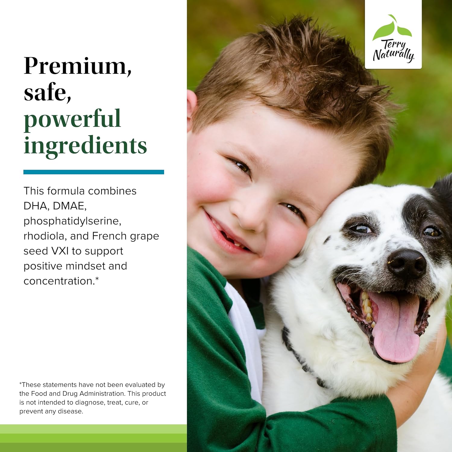 Terry Naturally Calm Kids - Brain Health Supplement for Children - Focus, Memory, Concentration - Supports Learning - 120 Capsules