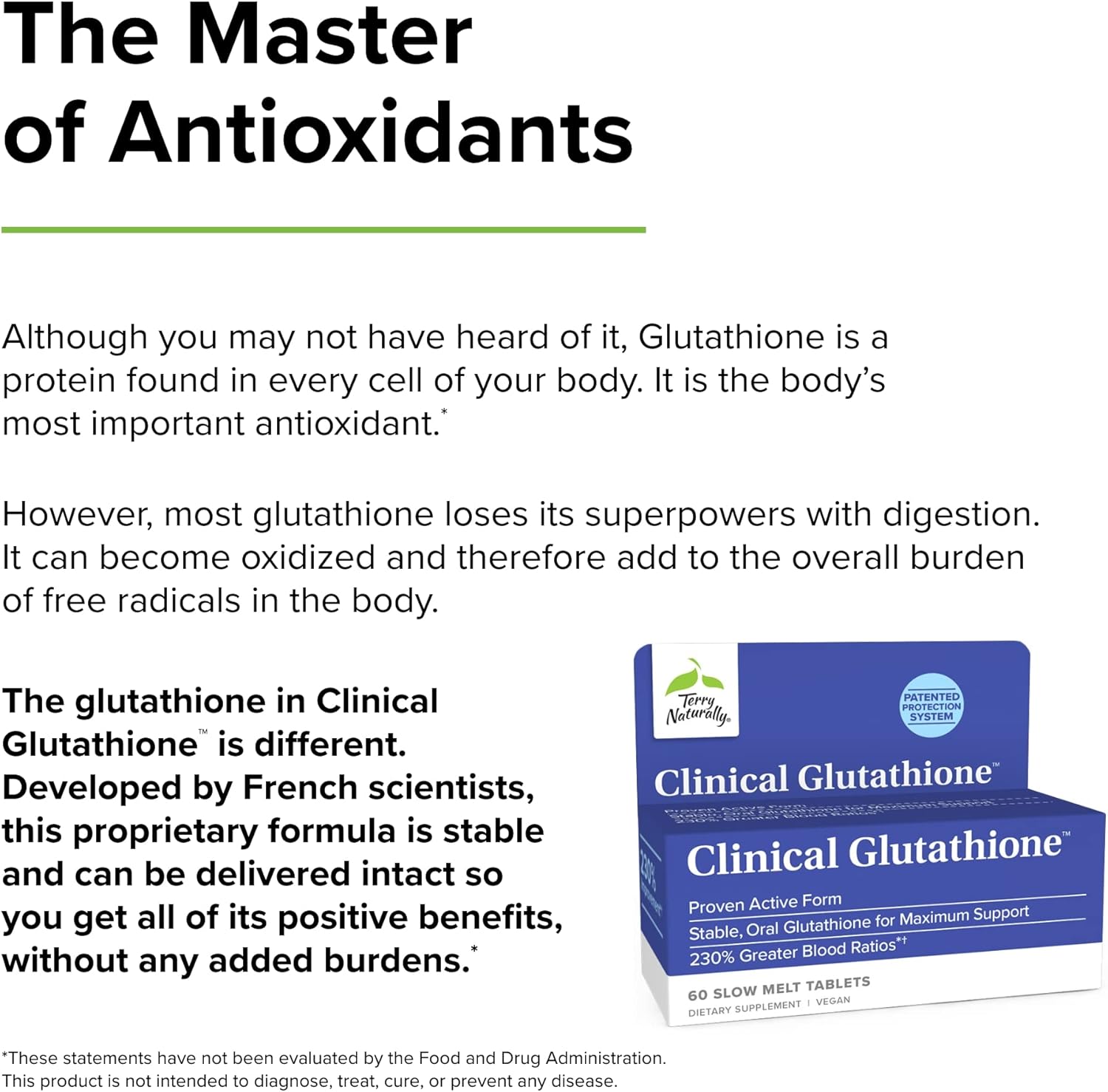 Terry Naturally Clinical Glutathione 300mg Slow Melt Tablets - 3 Packs, 90 Servings - Non-GMO, Vegan, Gluten Free - L-Glutathione Supplement