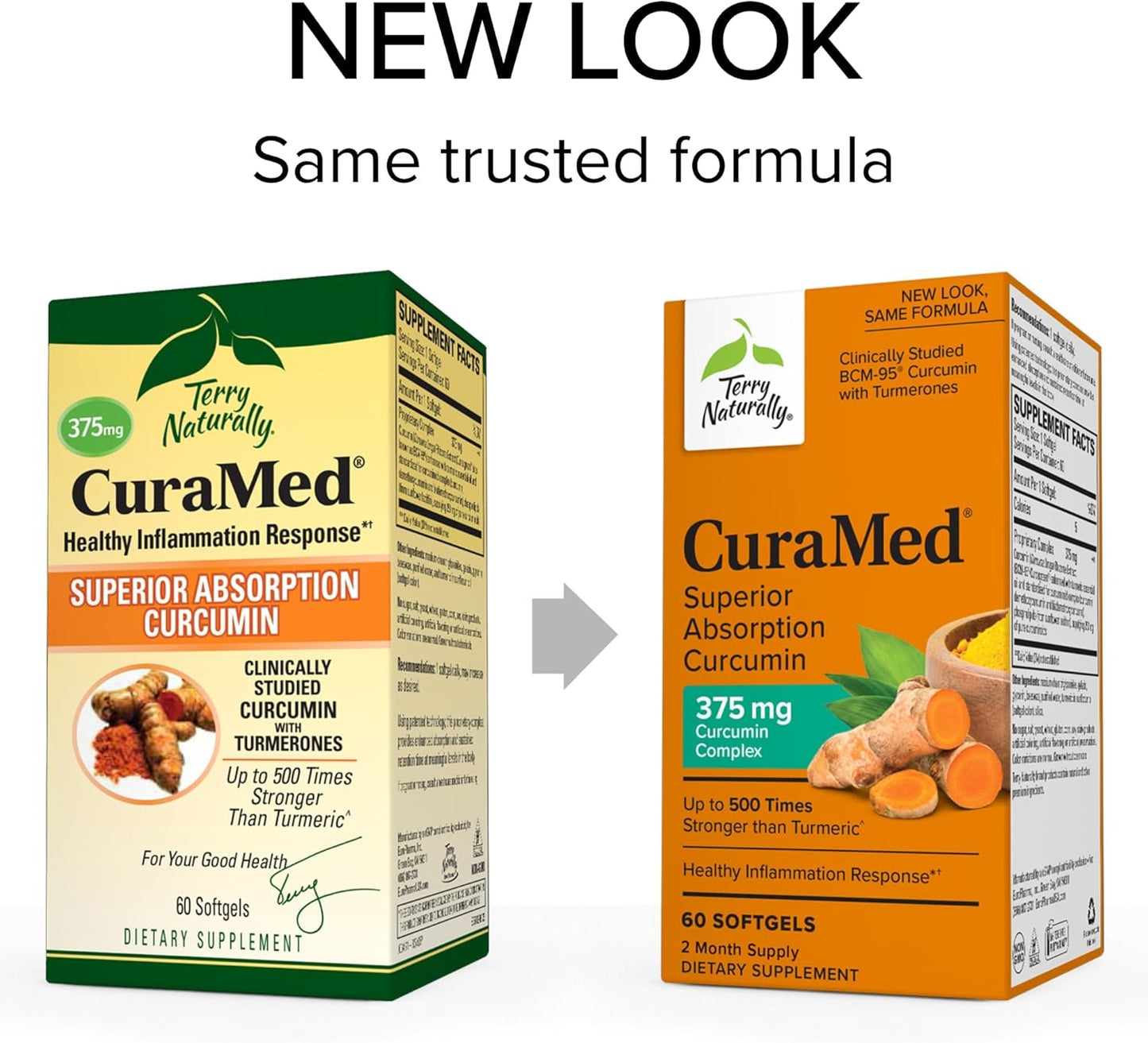 Terry Naturally CuraMed 375mg Curcumin Complex Softgels - 2 Pack, 60ct - High Absorption BCM-95 - Non-GMO, Gluten-Free, Halal