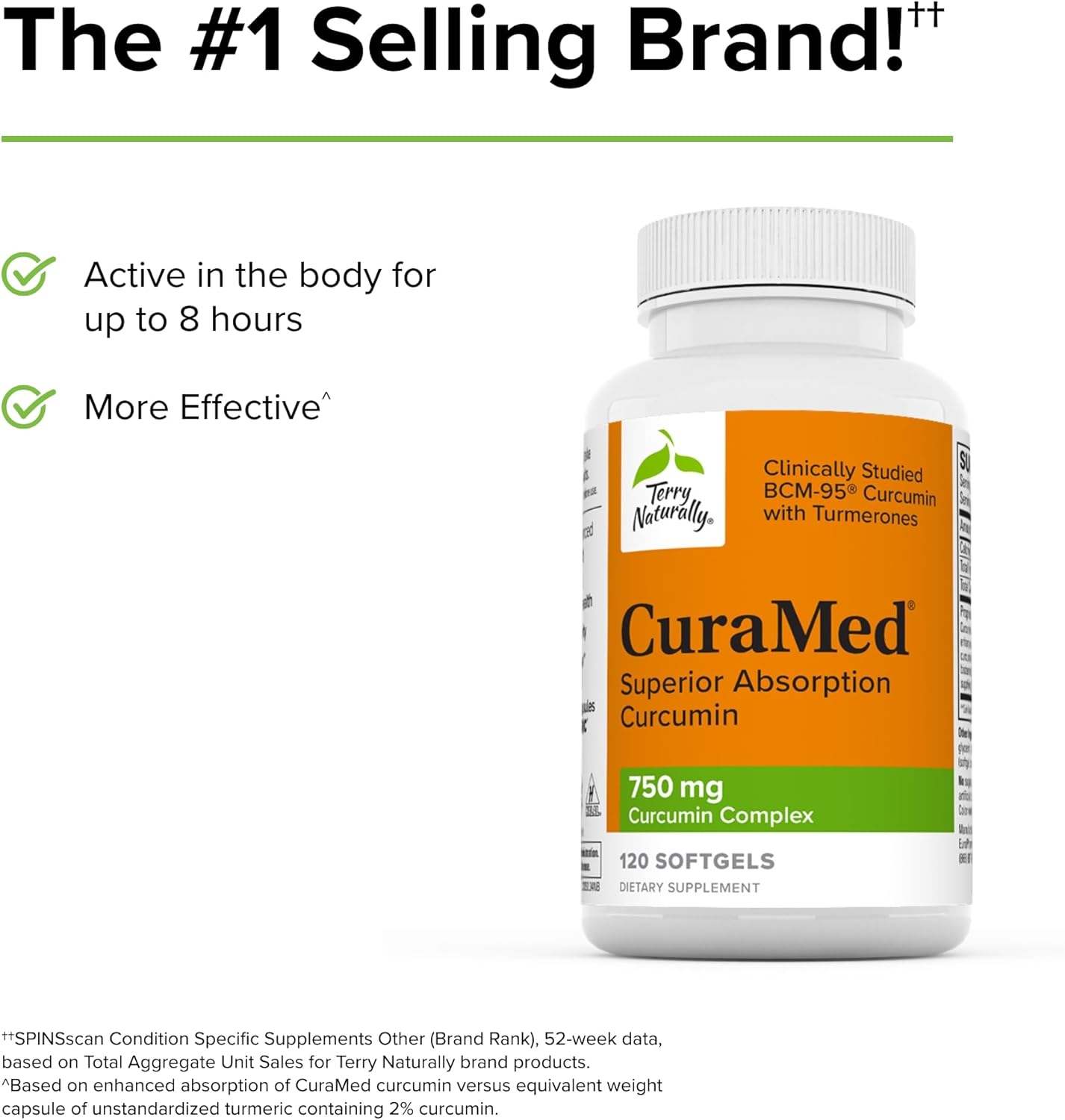 Terry Naturally CuraMed 750mg Curcumin Complex Softgels - 2 Pack, 240 Servings - BCM-95 for Superior Absorption - Non-GMO, Gluten Free, Halal