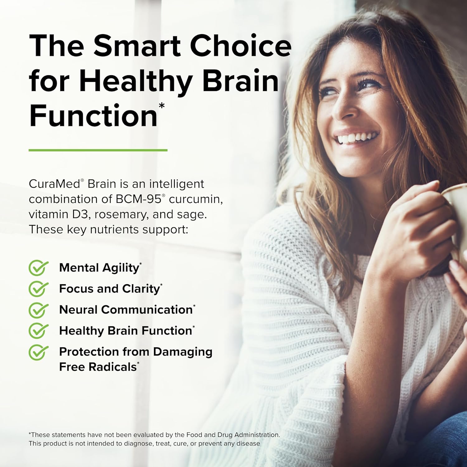 Terry Naturally CuraMed Brain Softgels - 60 Count with BCM-95 Curcumin, Vitamin D3, Rosemary & Sage - Non-GMO, Gluten Free - 30 Servings