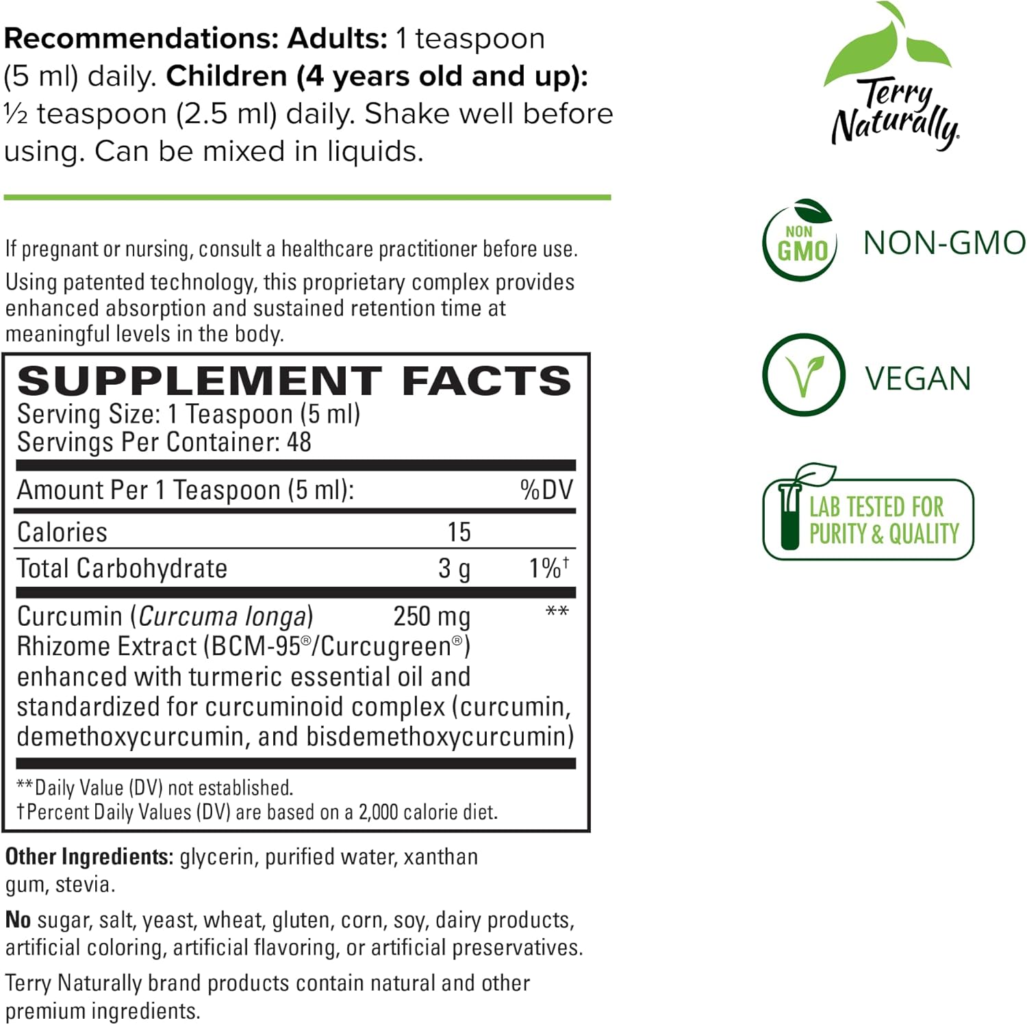 Terry Naturally CuraMed Syrup - 8 fl oz - 250 mg Curcumin Complex - Non-GMO, Vegan, Gluten Free - 48 Servings - Superior Absorption
