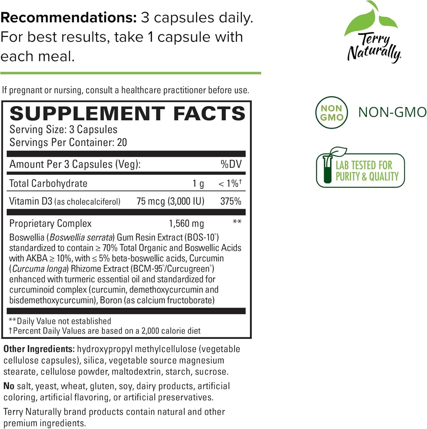 Terry Naturally Healthy Knees & Joints Capsules - 2 Pack, 1,560 mg Curcumin & Boswellia Complex - Supports Flexibility, Mobility, Strength - Gluten Free - 40 Servings