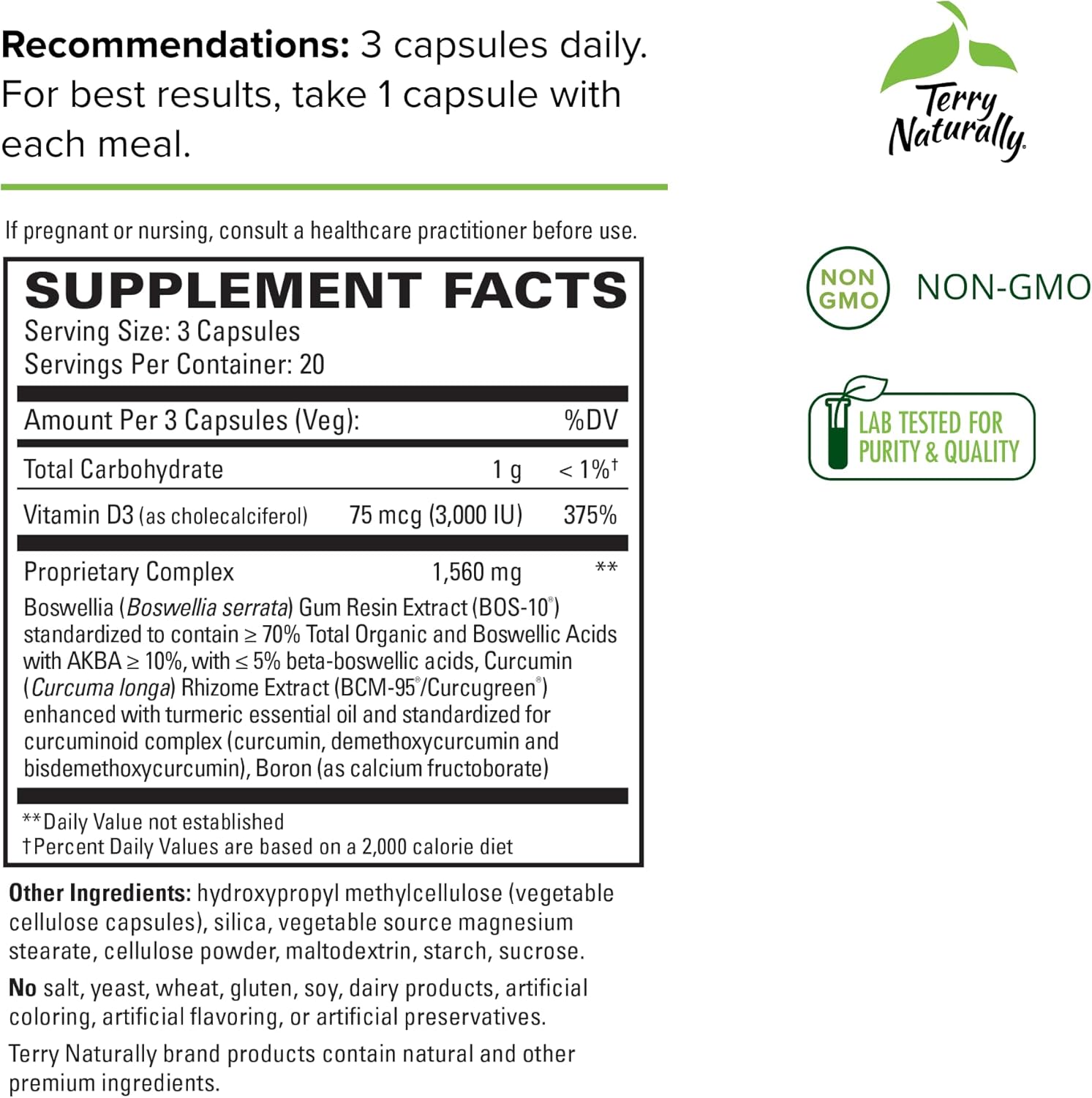Terry Naturally Healthy Knees & Joints Capsules - 2 Pack, 1,560 mg Curcumin & Boswellia Complex - Supports Flexibility, Mobility, Strength - Gluten Free - 40 Servings