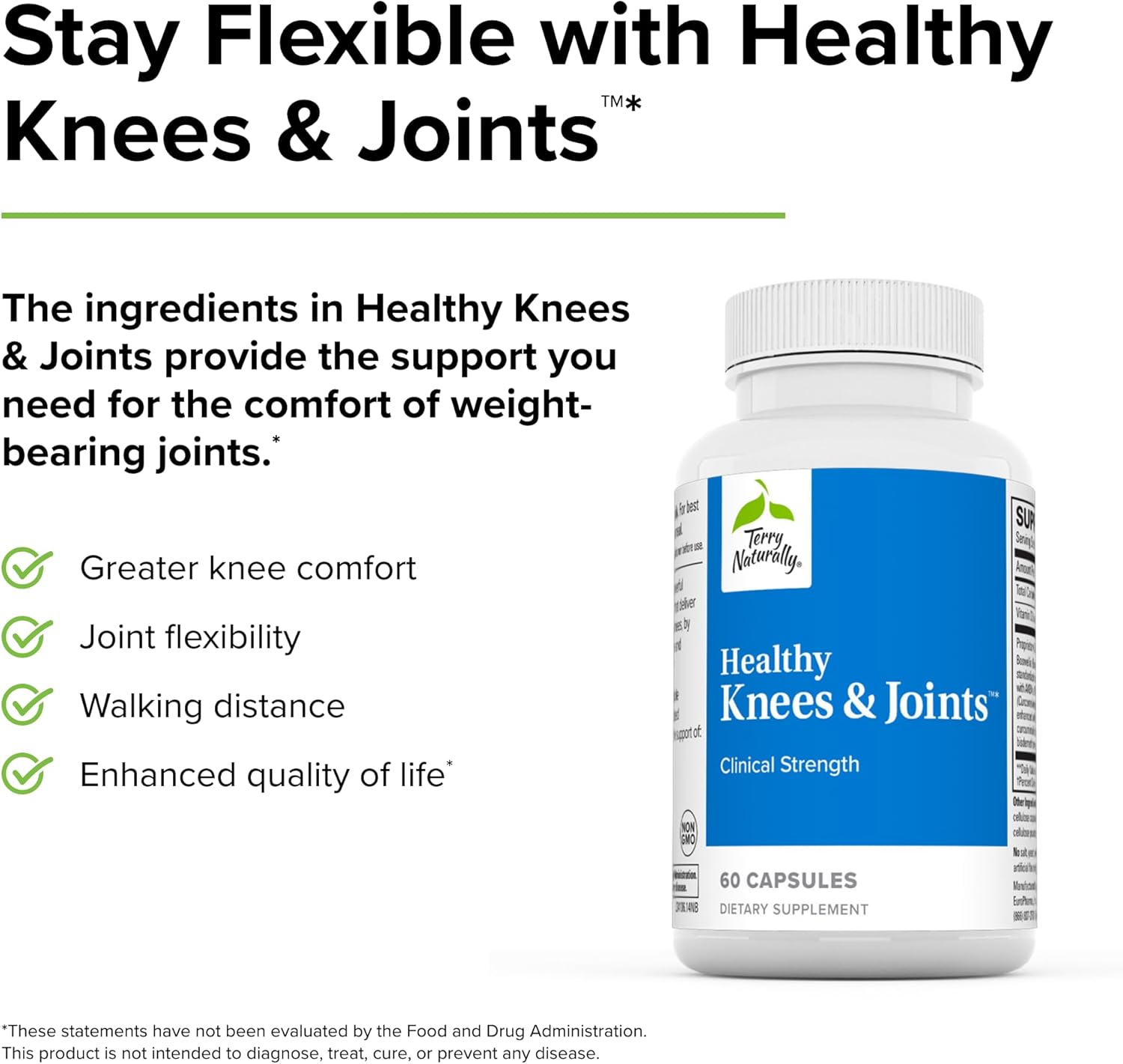 Terry Naturally Healthy Knees & Joints Capsules - 2 Pack, 1,560 mg Curcumin & Boswellia Complex - Supports Flexibility, Mobility, Strength - Gluten Free - 40 Servings