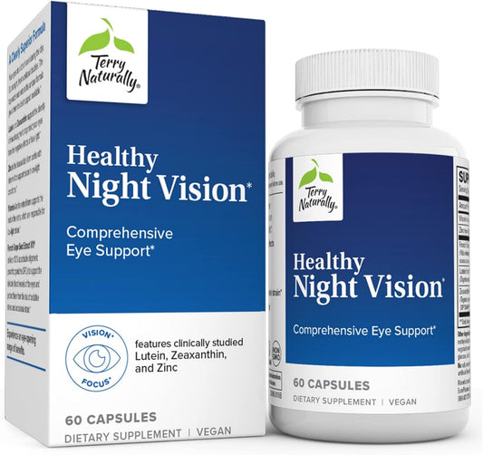 Terry Naturally Healthy Night Vision Capsules - Antioxidant Supplement for Eye Health, Macula Support with Zinc & Vitamin A