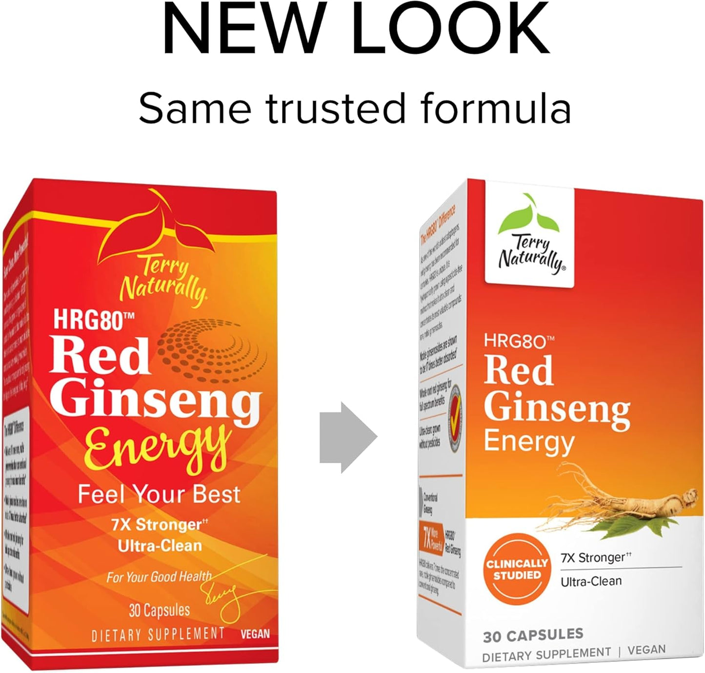 Terry Naturally HRG80 Red Ginseng Energy Capsules - 60 Servings, Pack of 2 - Non-GMO, Vegan, Gluten Free - Red Ginseng Root & Panax Ginseng
