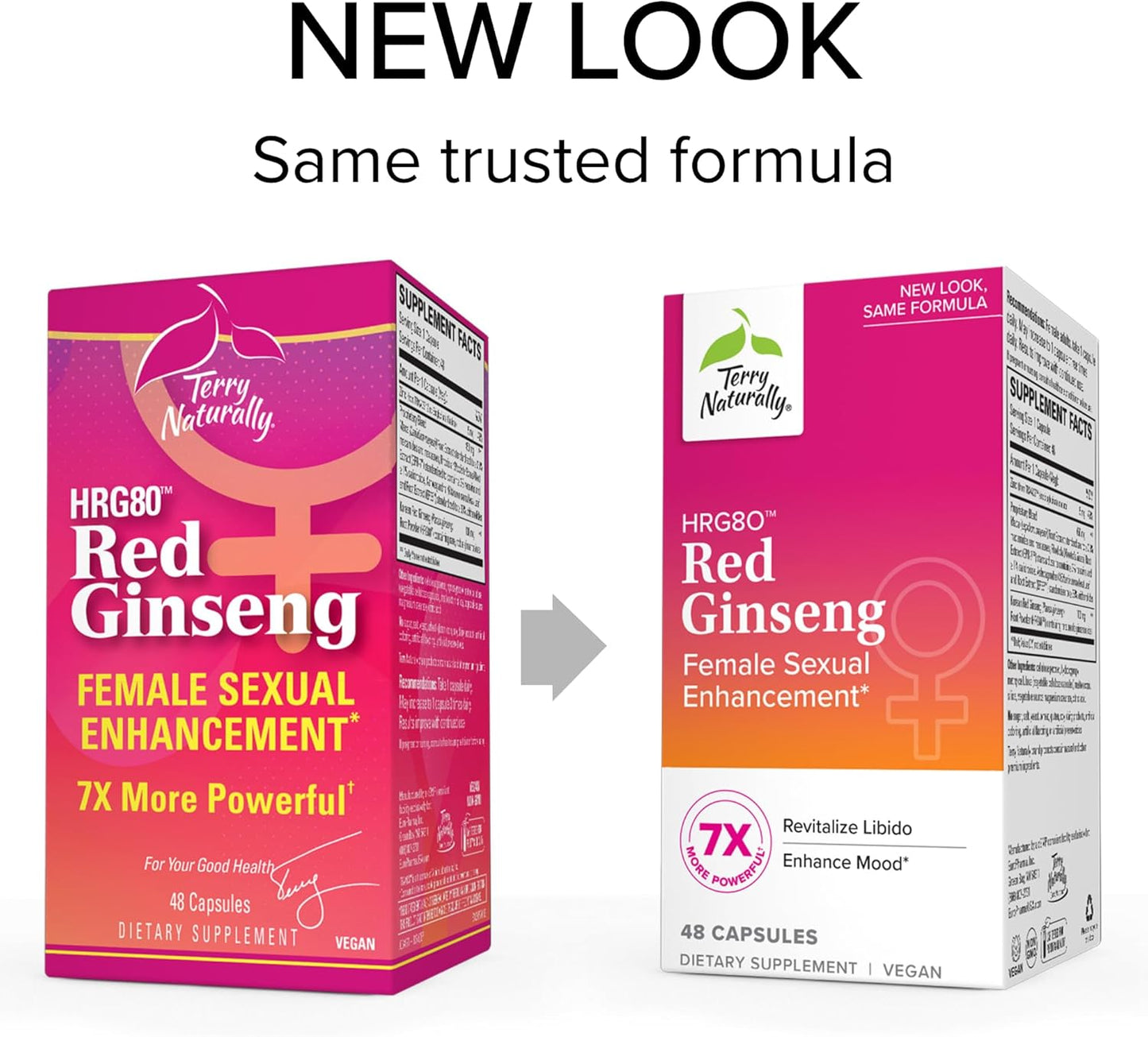 Terry Naturally HRG80 Red Ginseng Female Vitality Support Supplement - Boost Circulation, Endurance & Energy - With Ashwagandha, Red Ginseng & Zinc - 48 Capsules