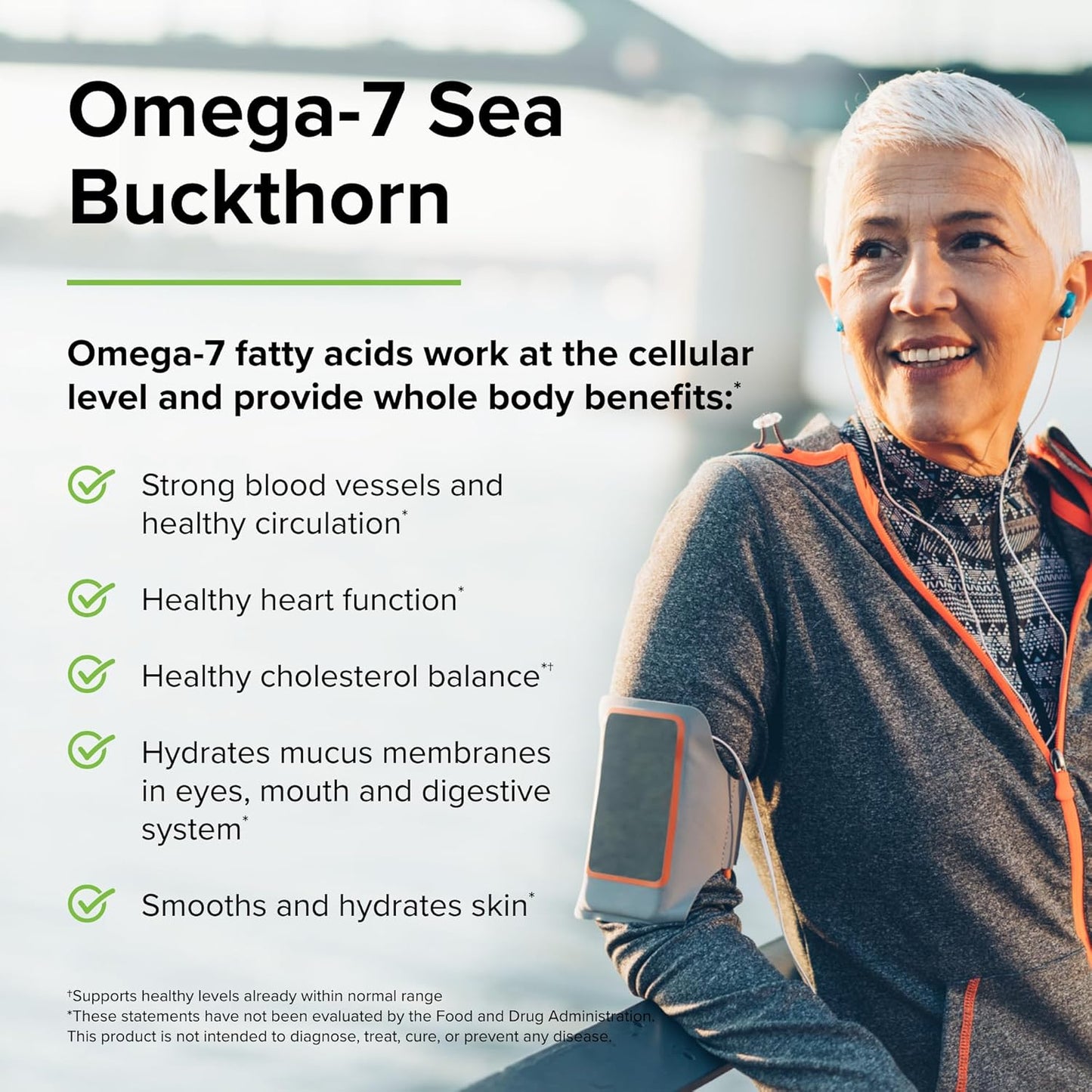 Terry Naturally Omega-7 Softgels - Skin Health Support Supplement with Sea Buckthorn - Pack of 120 Capsules