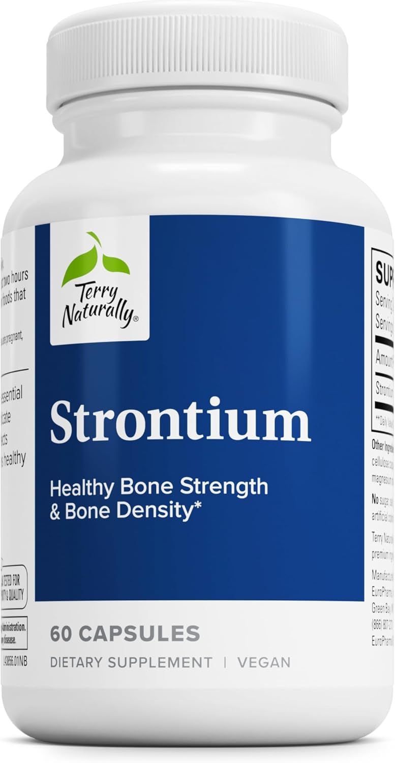 Terry Naturally Strontium Capsules - Promotes Bone Strength & Density - Non-GMO, Gluten Free, Kosher - 30 Servings