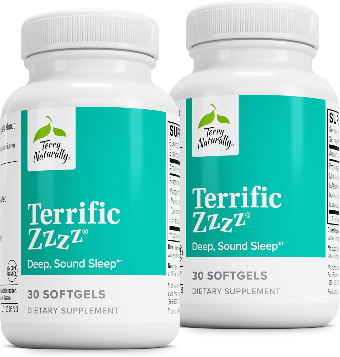 Terry Naturally Terrific Zzzz - Adult Sleep Supplement with Mandarin, Lemon Balm & Lavender - Non-GMO Relaxation Aid - 60 Softgels