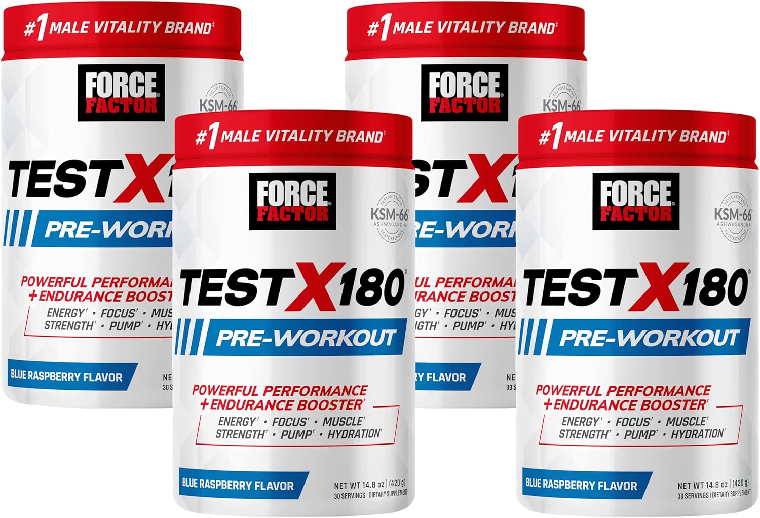 Test X180 Pre-Workout Powder: Boost Focus, Endurance, & Muscle Strength - Energy Supplement with Ashwagandha & L-Citrulline - Blue Raspberry Flavor, 30 Servings