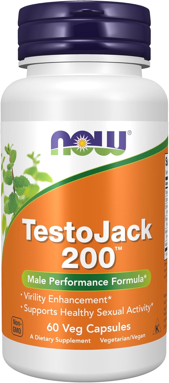 TestoJack 200 Supplement with Tongkat Ali, Tribulus, Maca, Horny Goat Weed - 60 Veg Caps
