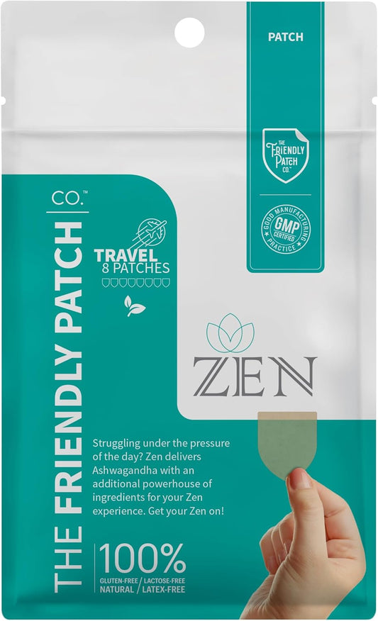 The Friendly Patch Calm Patch with Ashwagandha, Gaba & Gotu Kola for Relaxation - Wellness Patches for Travel - 10 Pack