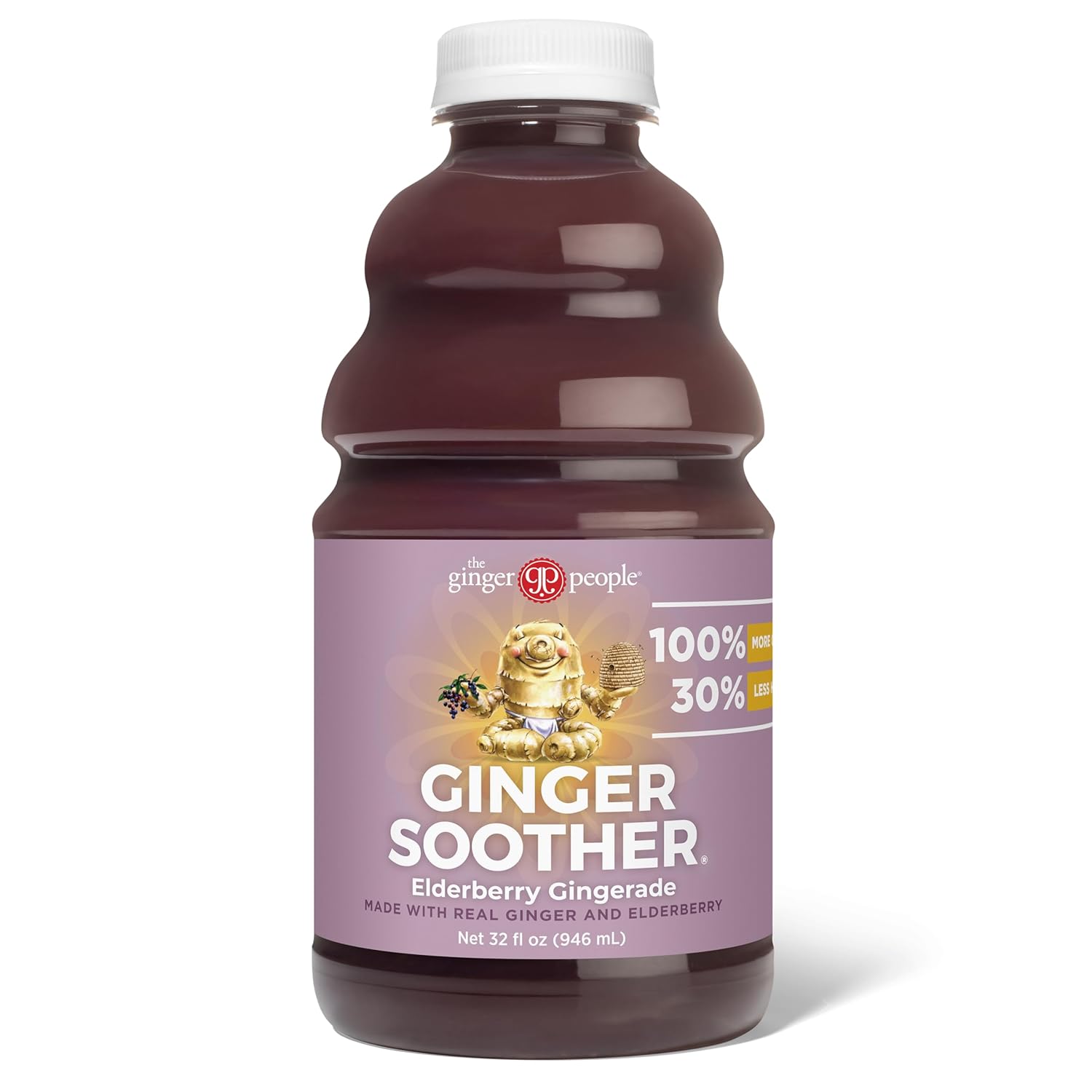 The Ginger People Elderberry Gingerade - Premium Quality Elderberry Juice, 32 Fl Oz Bottle, Ginger Soother, Elderberry Ginger Flavor